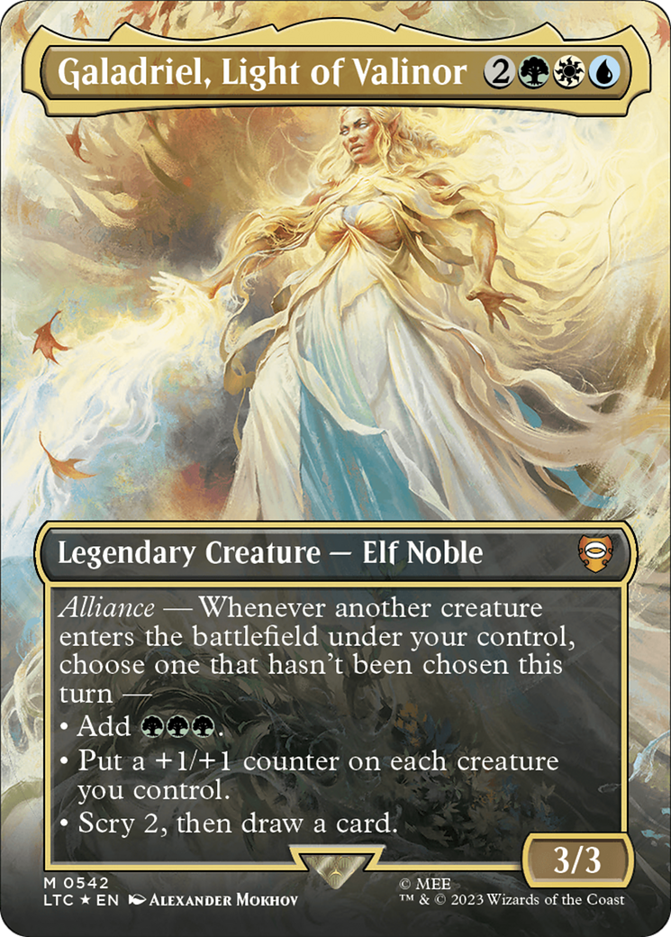 Galadriel, Light of Valinor (Borderless) (Surge Foil) [The Lord of the Rings: Tales of Middle-Earth Commander] | Play N Trade Winnipeg