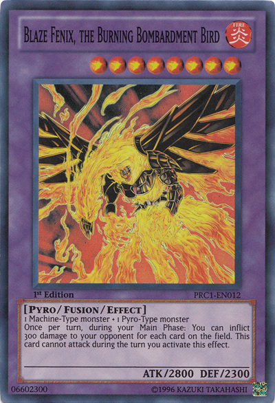 Blaze Fenix, the Burning Bombardment Bird [PRC1-EN012] Super Rare | Play N Trade Winnipeg