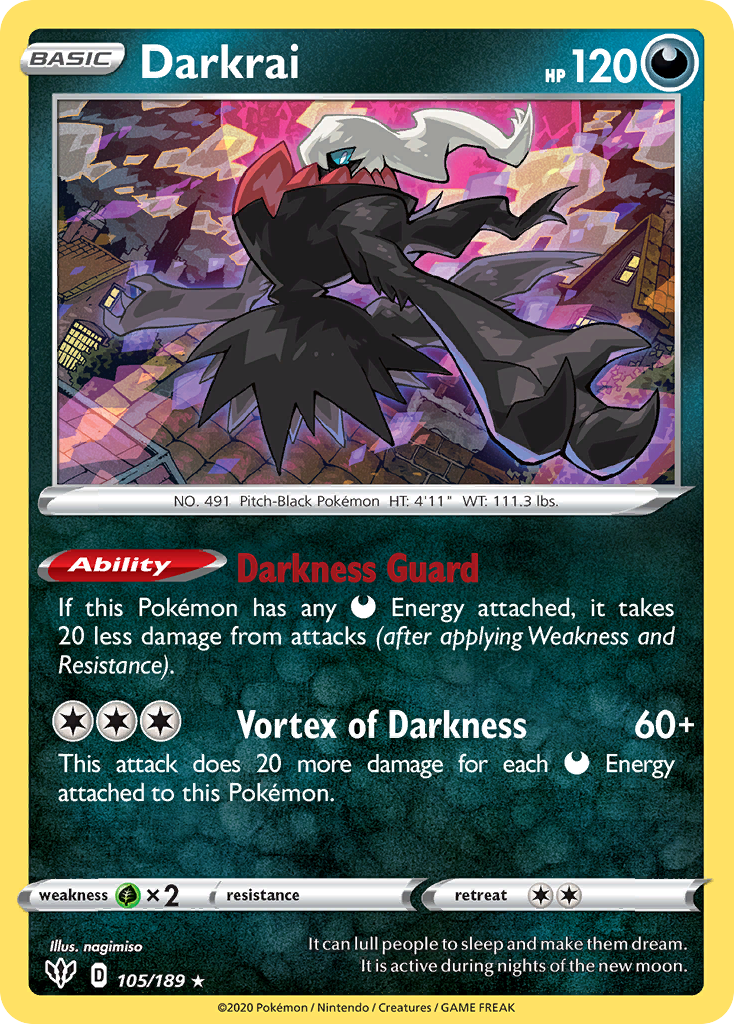 Darkrai (105/189) (Cosmos Holo) [Sword & Shield: Darkness Ablaze] | Play N Trade Winnipeg