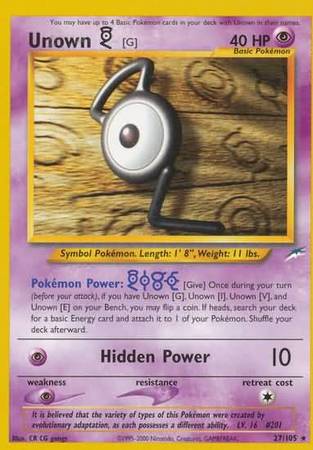 Unown [G] (27/105) [Neo Destiny Unlimited] | Play N Trade Winnipeg