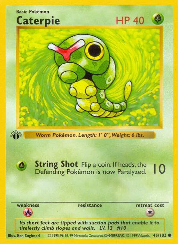 Caterpie (45/102) (Shadowless) [Base Set 1st Edition] | Play N Trade Winnipeg