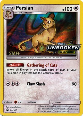 Persian (SM182) (Staff Prerelease Promo) [Sun & Moon: Black Star Promos] | Play N Trade Winnipeg