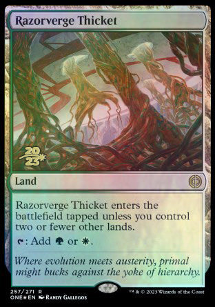 Razorverge Thicket [Phyrexia: All Will Be One Prerelease Promos] | Play N Trade Winnipeg