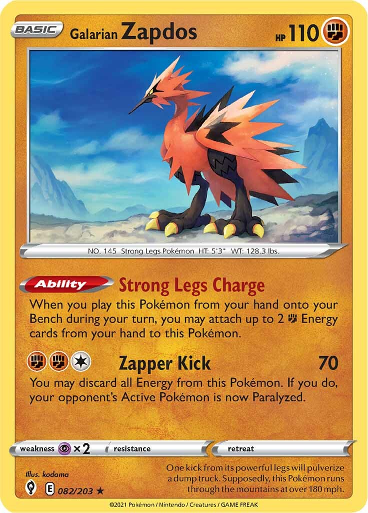 Galarian Zapdos (082/203) [Sword & Shield: Evolving Skies] | Play N Trade Winnipeg