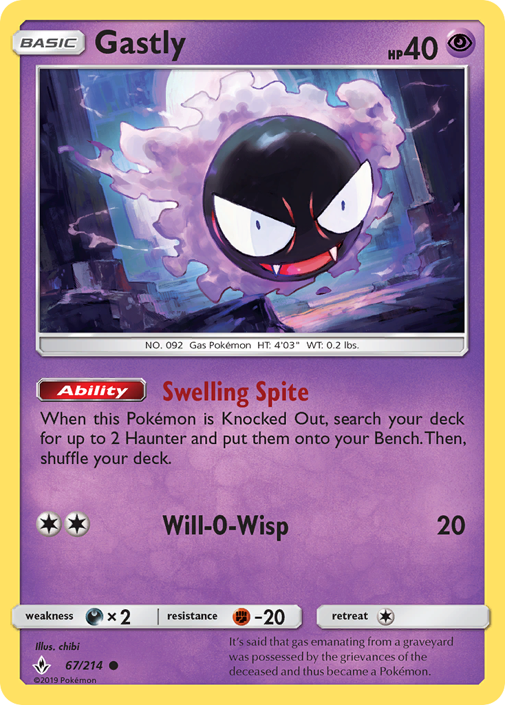 Gastly (67/214) [Sun & Moon: Unbroken Bonds] | Play N Trade Winnipeg