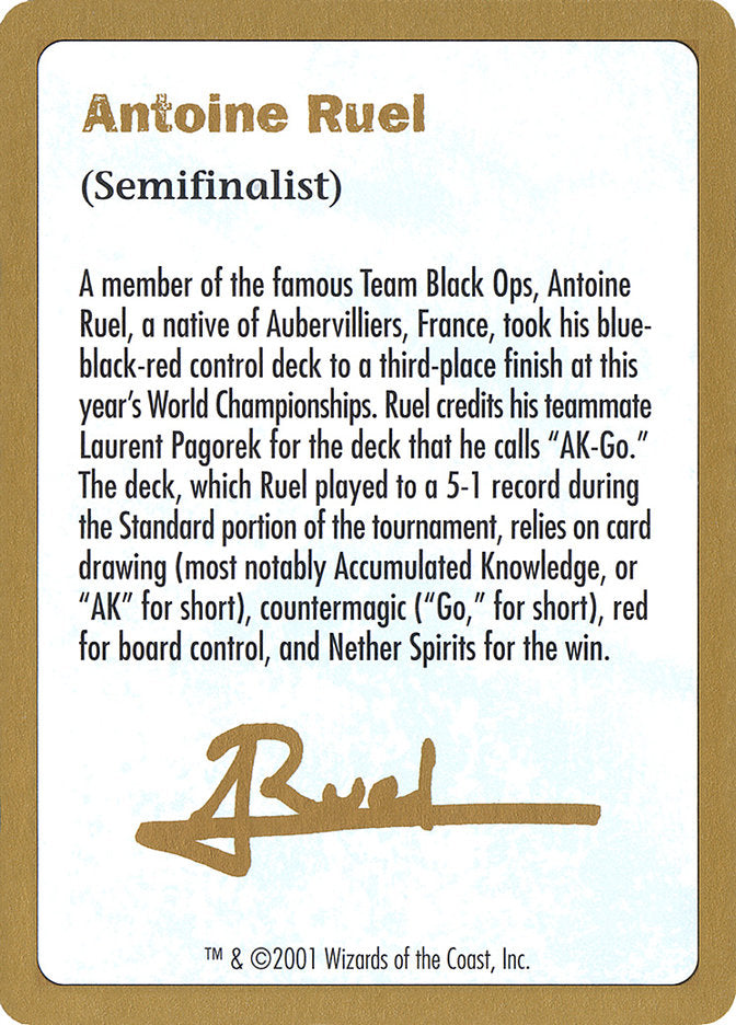 Antoine Ruel Bio [World Championship Decks 2001] | Play N Trade Winnipeg