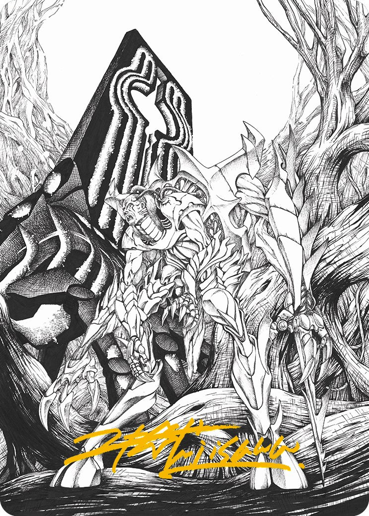 Lukka, Bound to Ruin Art Card (Gold-Stamped Signature) [Phyrexia: All Will Be One Art Series] | Play N Trade Winnipeg
