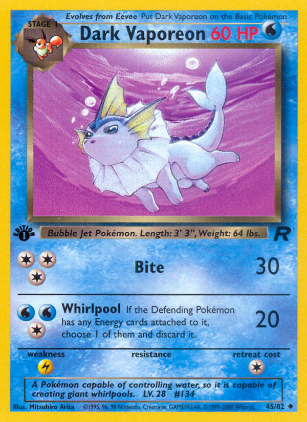 Dark Vaporeon (45/82) [Team Rocket 1st Edition] | Play N Trade Winnipeg