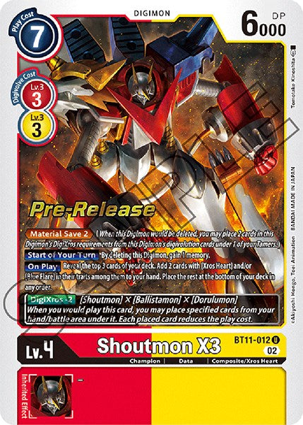 Shoutmon X3 [BT11-012] [Dimensional Phase Pre-Release Promos] | Play N Trade Winnipeg