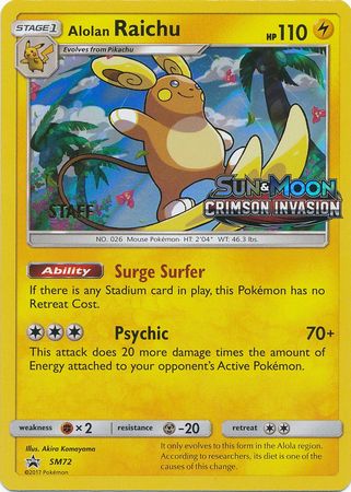 Alolan Raichu (SM72) (Staff Prerelease Promo) [Sun & Moon: Black Star Promos] | Play N Trade Winnipeg