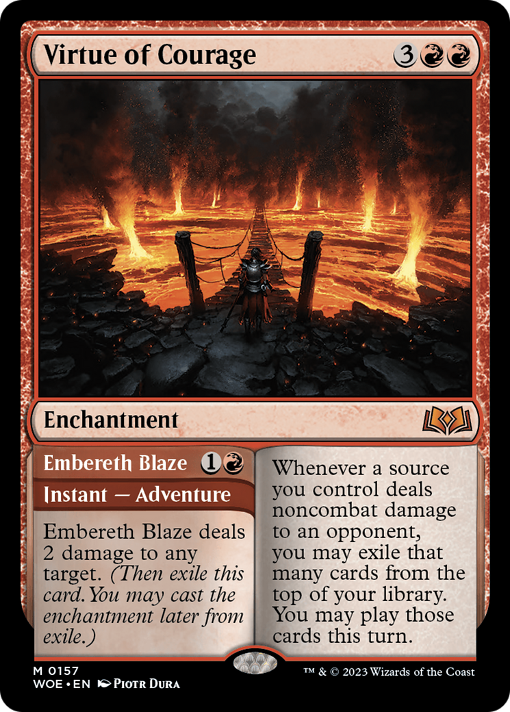 Virtue of Courage // Embereth Blaze [Wilds of Eldraine] | Play N Trade Winnipeg