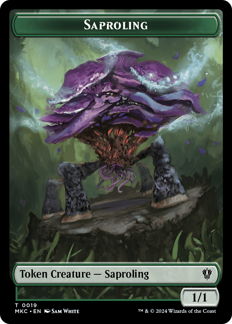 Saproling // Manifest Double-Sided Token [Murders at Karlov Manor Commander Tokens] | Play N Trade Winnipeg