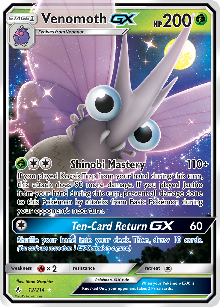 Venomoth GX (12/214) [Sun & Moon: Unbroken Bonds] | Play N Trade Winnipeg