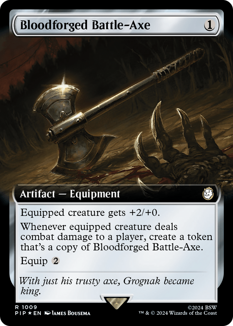 Bloodforged Battle-Axe (Extended Art) (Surge Foil) [Fallout] | Play N Trade Winnipeg