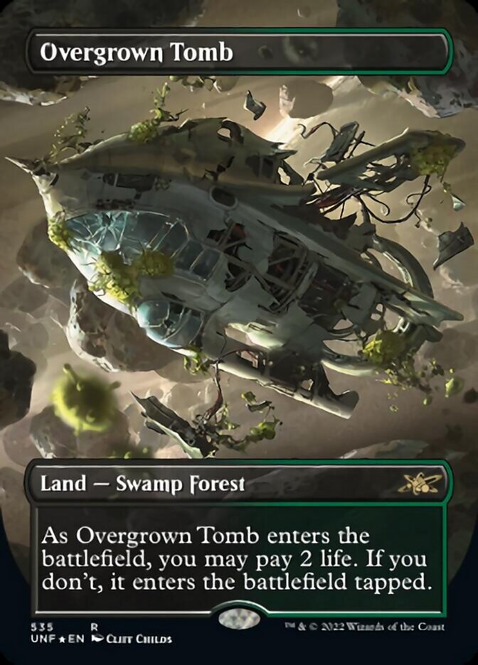 Overgrown Tomb (Borderless) (Galaxy Foil) [Unfinity] | Play N Trade Winnipeg