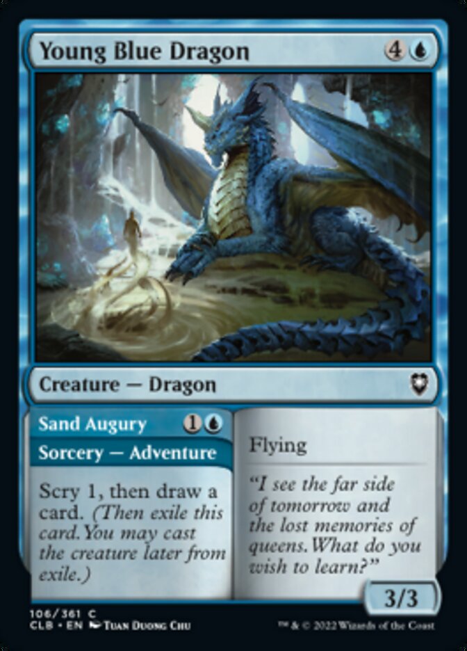 Young Blue Dragon // Sand Augury [Commander Legends: Battle for Baldur's Gate] | Play N Trade Winnipeg