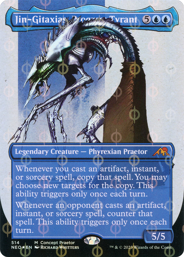 Jin-Gitaxias, Progress Tyrant (Borderless Concept Praetors Step-and-Compleat Foil) [Phyrexia: All Will Be One] | Play N Trade Winnipeg