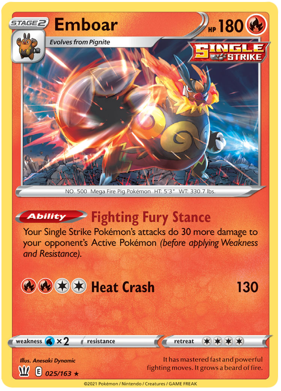 Emboar (025/163) [Sword & Shield: Battle Styles] | Play N Trade Winnipeg