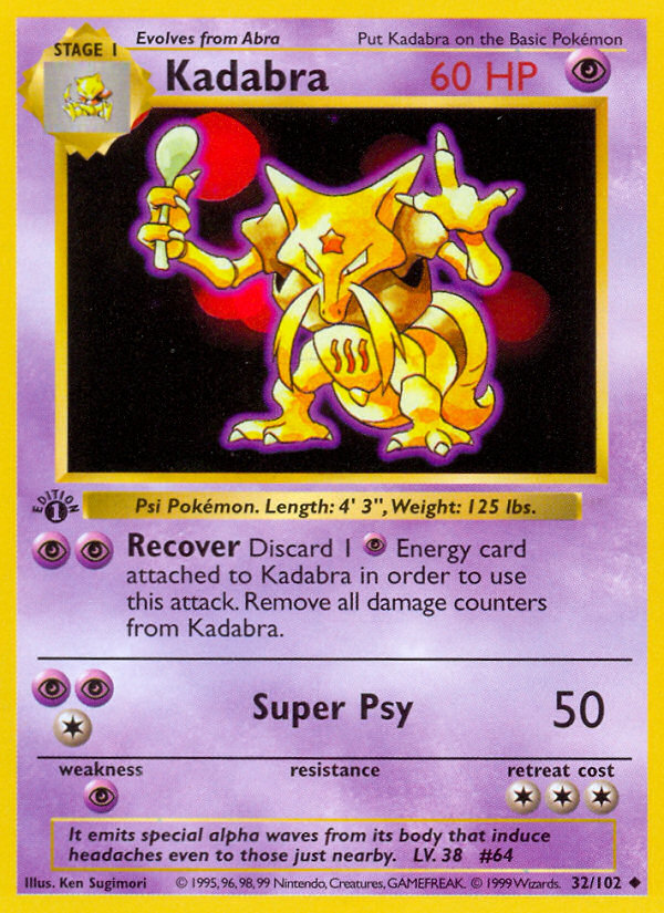 Kadabra (32/102) (Shadowless) [Base Set 1st Edition] | Play N Trade Winnipeg