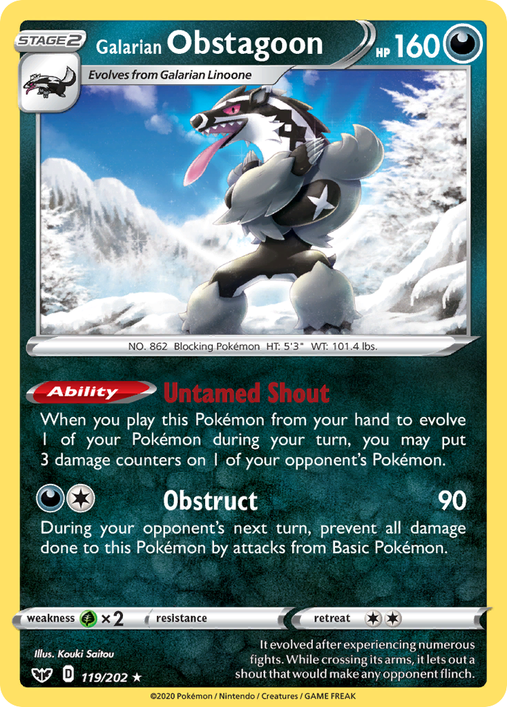 Galarian Obstagoon (119/202) [Sword & Shield: Base Set] | Play N Trade Winnipeg