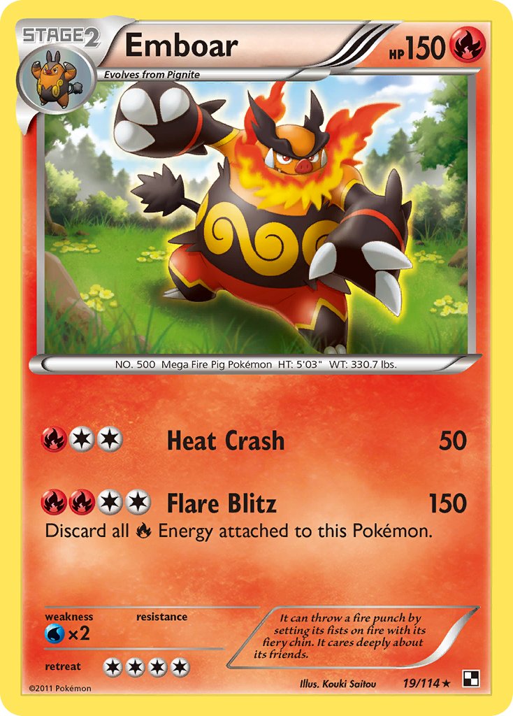 Emboar (19/114) (Cracked Ice Holo) (Theme Deck Exclusive) [Black & White: Base Set] | Play N Trade Winnipeg