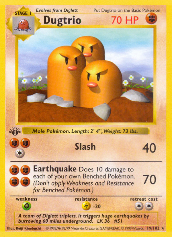 Dugtrio (19/102) (Shadowless) [Base Set 1st Edition] | Play N Trade Winnipeg