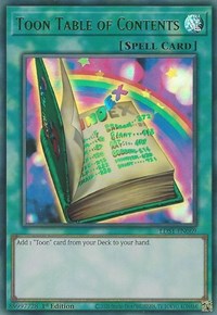 Toon Table of Contents (Green) [LDS1-EN069] Ultra Rare | Play N Trade Winnipeg