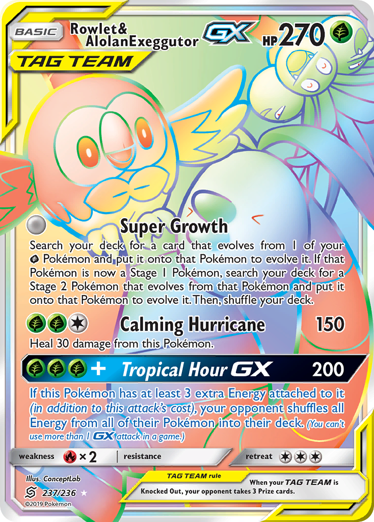 Rowlet & Alolan Exeggutor GX (237/236) [Sun & Moon: Unified Minds] | Play N Trade Winnipeg