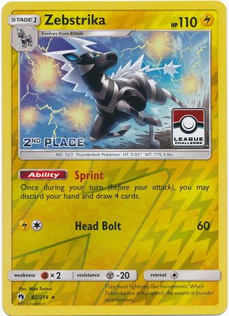 Zebstrika (82/214) (League Promo 2nd Place) [Sun & Moon: Lost Thunder] | Play N Trade Winnipeg