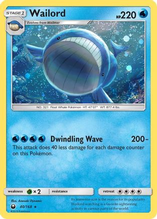 Wailord (40/168) (Cosmos Holo) [Sun & Moon: Celestial Storm] | Play N Trade Winnipeg