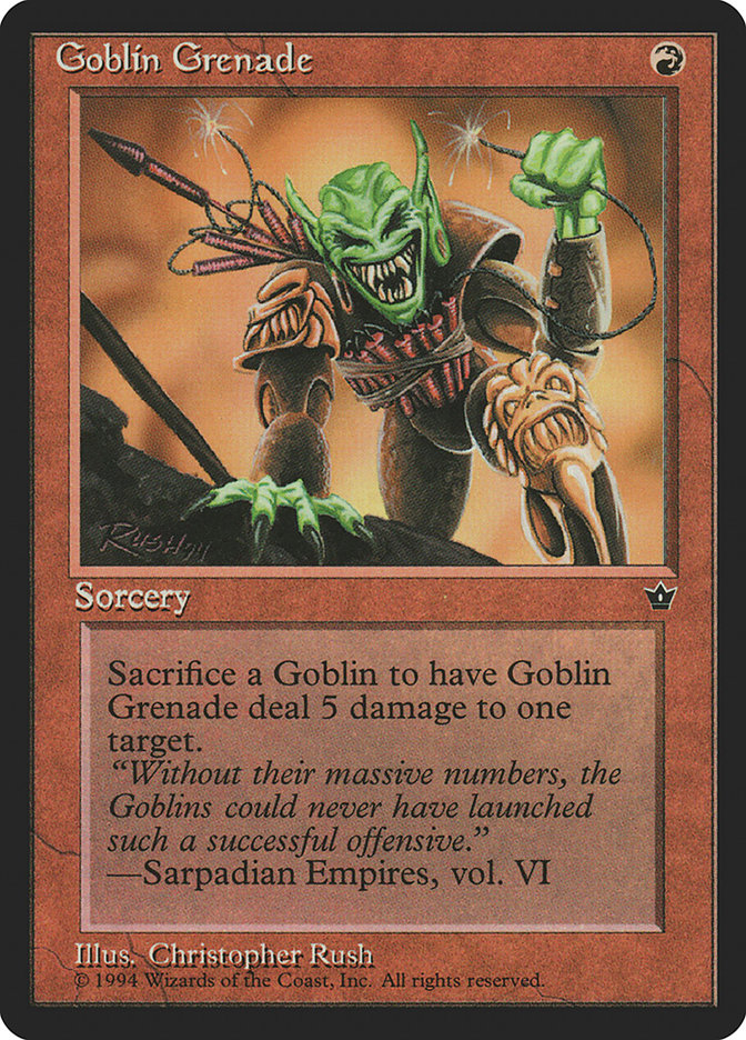 Goblin Grenade (Christopher Rush) [Fallen Empires] | Play N Trade Winnipeg