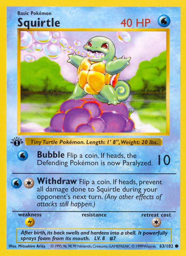 Squirtle (63/102) (Shadowless) [Base Set 1st Edition] | Play N Trade Winnipeg