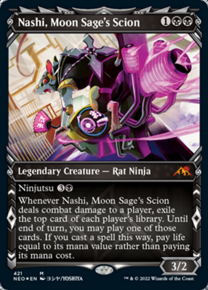 Nashi, Moon Sage's Scion (Showcase) (Foil Etched) [Kamigawa: Neon Dynasty] | Play N Trade Winnipeg