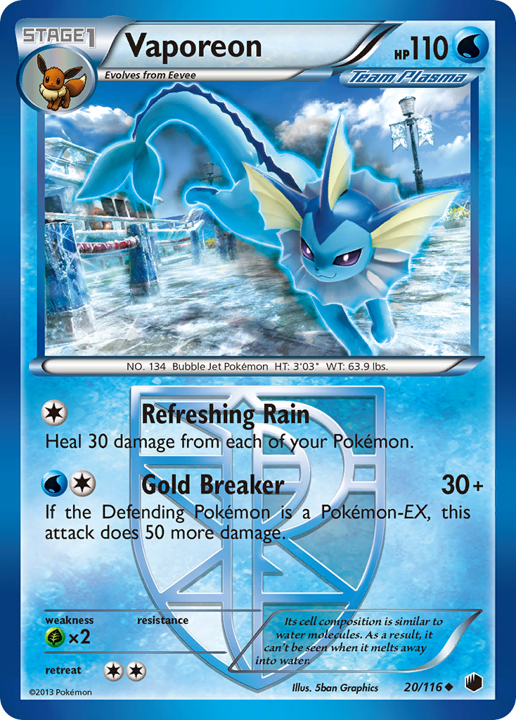 Vaporeon (20/116) [Black & White: Plasma Freeze] | Play N Trade Winnipeg