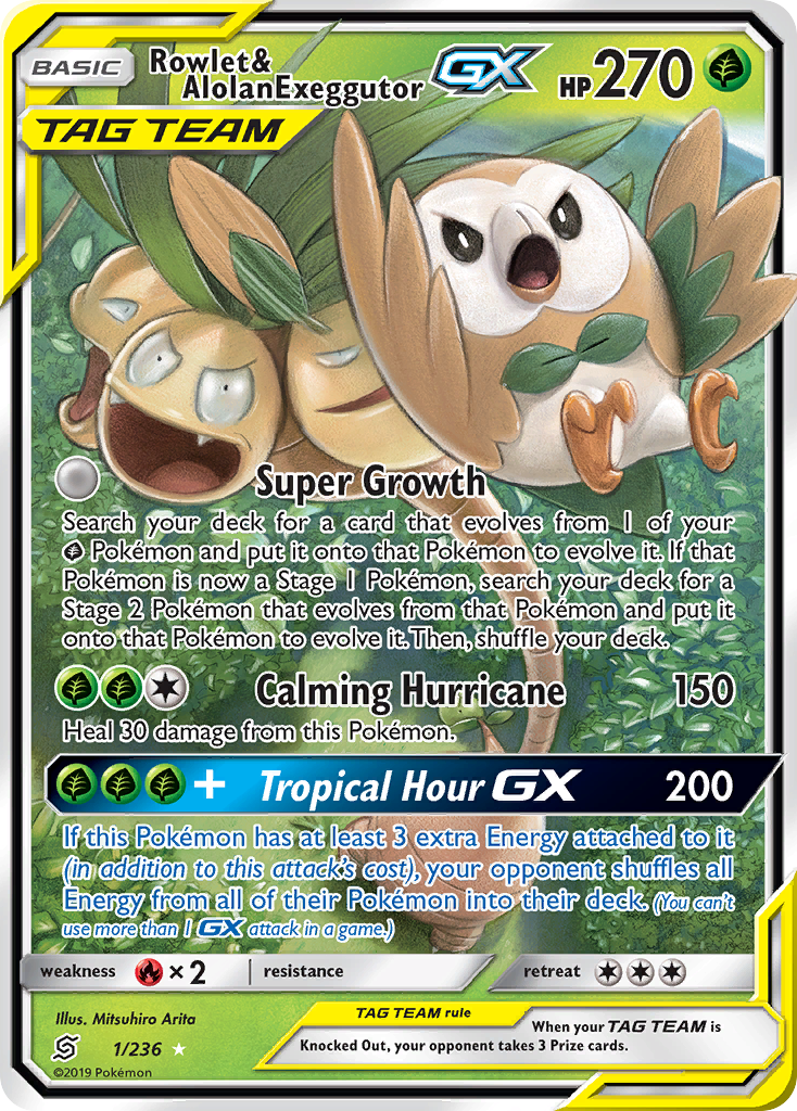 Rowlet & Alolan Exeggutor GX (1/236) [Sun & Moon: Unified Minds] | Play N Trade Winnipeg