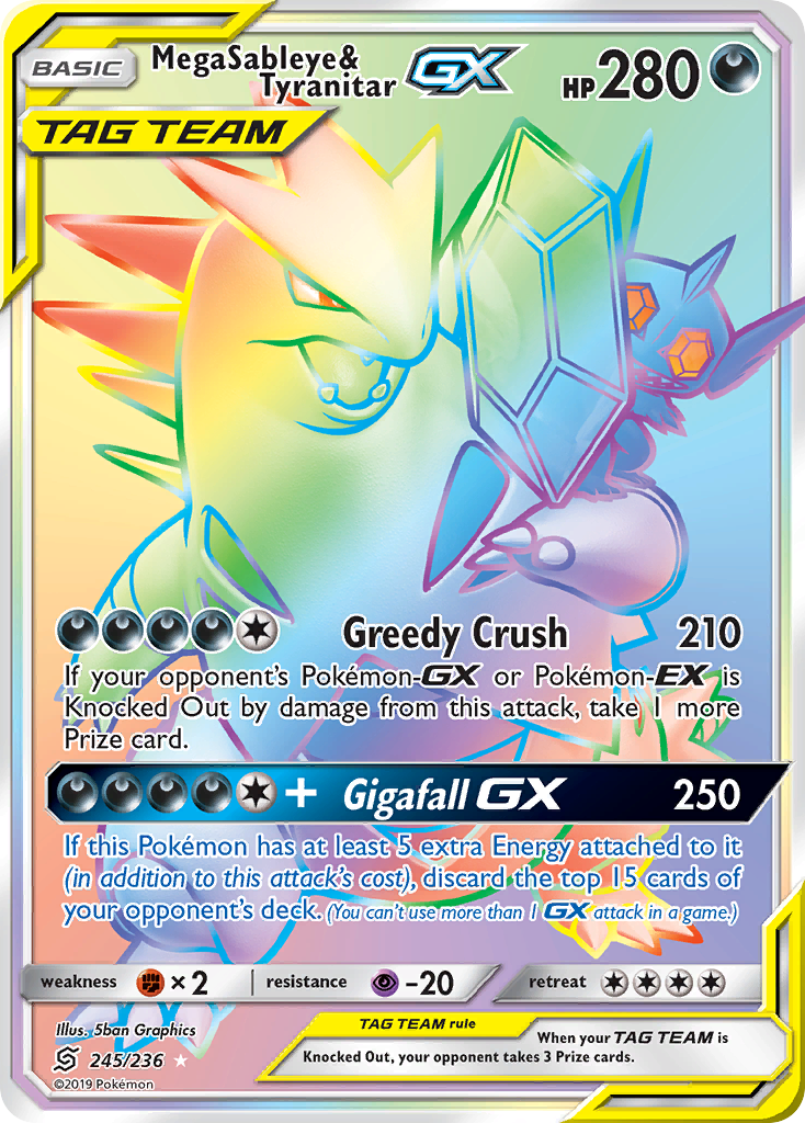 Mega Sableye & Tyranitar GX (245/236) [Sun & Moon: Unified Minds] | Play N Trade Winnipeg