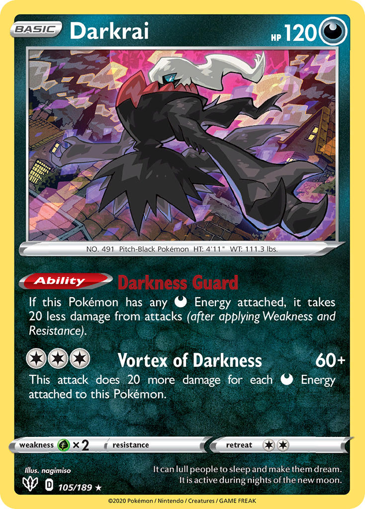 Darkrai (105/189) (Theme Deck Exclusive) [Sword & Shield: Darkness Ablaze] | Play N Trade Winnipeg