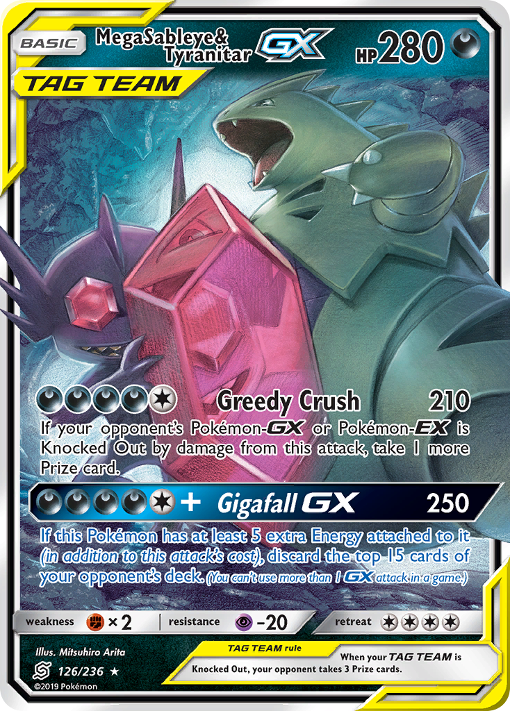 Mega Sableye & Tyranitar GX (126/236) [Sun & Moon: Unified Minds] | Play N Trade Winnipeg