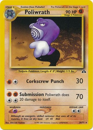 Poliwrath (28/75) [Neo Discovery Unlimited] | Play N Trade Winnipeg