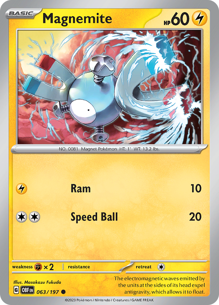 Magnemite (063/197) [Scarlet & Violet: Obsidian Flames] | Play N Trade Winnipeg