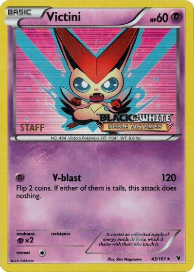 Victini (43/101) (Staff Prerelease Promo) [Black & White: Black Star Promos] | Play N Trade Winnipeg