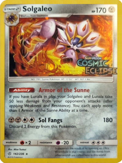 Solgaleo (142/236) (Cosmos Holo) [Sun & Moon: Cosmic Eclipse] | Play N Trade Winnipeg