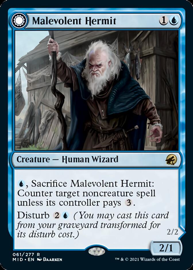 Malevolent Hermit // Benevolent Geist [Innistrad: Midnight Hunt] | Play N Trade Winnipeg