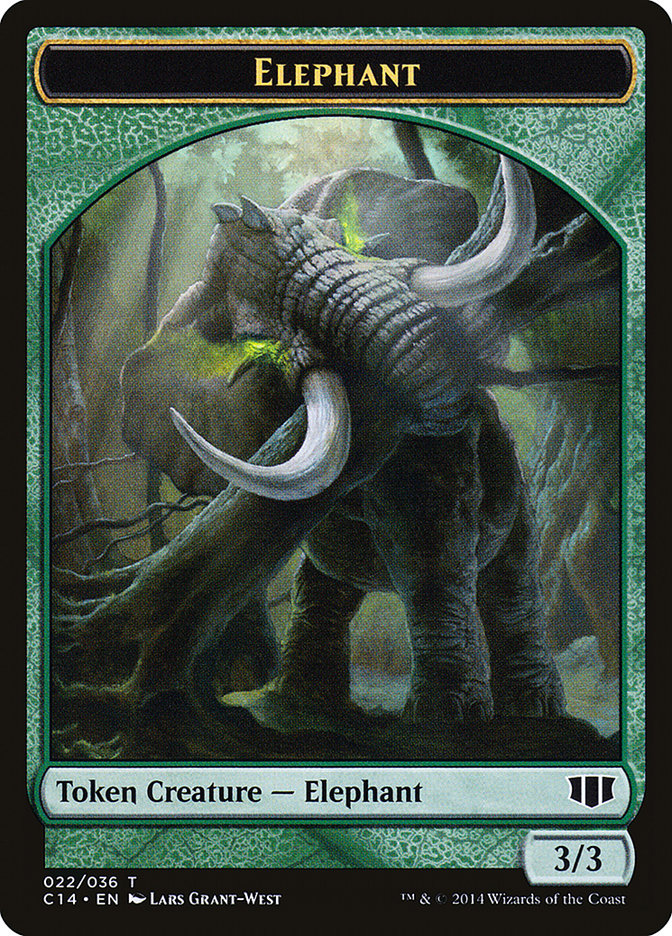 Elephant // Elf Warrior Double-sided Token [Commander 2014 Tokens] | Play N Trade Winnipeg