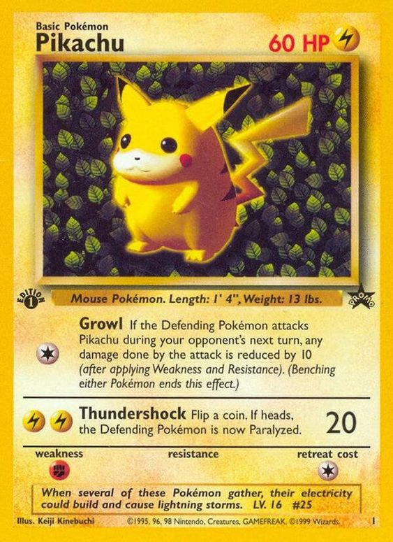 Pikachu (1) (1st Edition Misprint Promo) [Wizards of the Coast: Black Star Promos] | Play N Trade Winnipeg