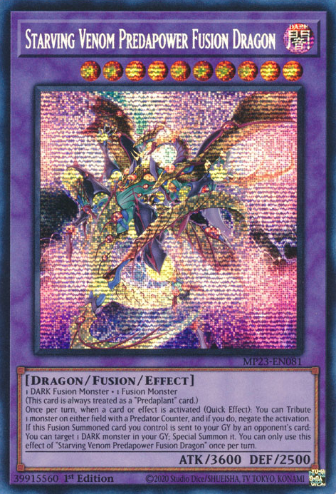 Starving Venom Predapower Fusion Dragon [MP23-EN081] Prismatic Secret Rare | Play N Trade Winnipeg