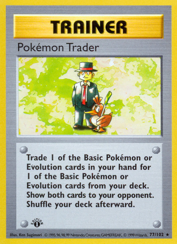 Pokemon Trader (77/102) (Shadowless) [Base Set 1st Edition] | Play N Trade Winnipeg