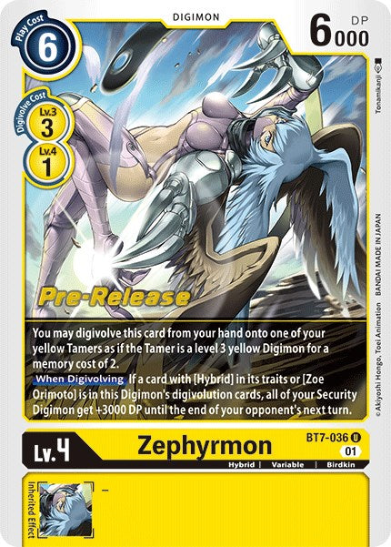 Zephyrmon [BT7-036] [Next Adventure Pre-Release Cards] | Play N Trade Winnipeg