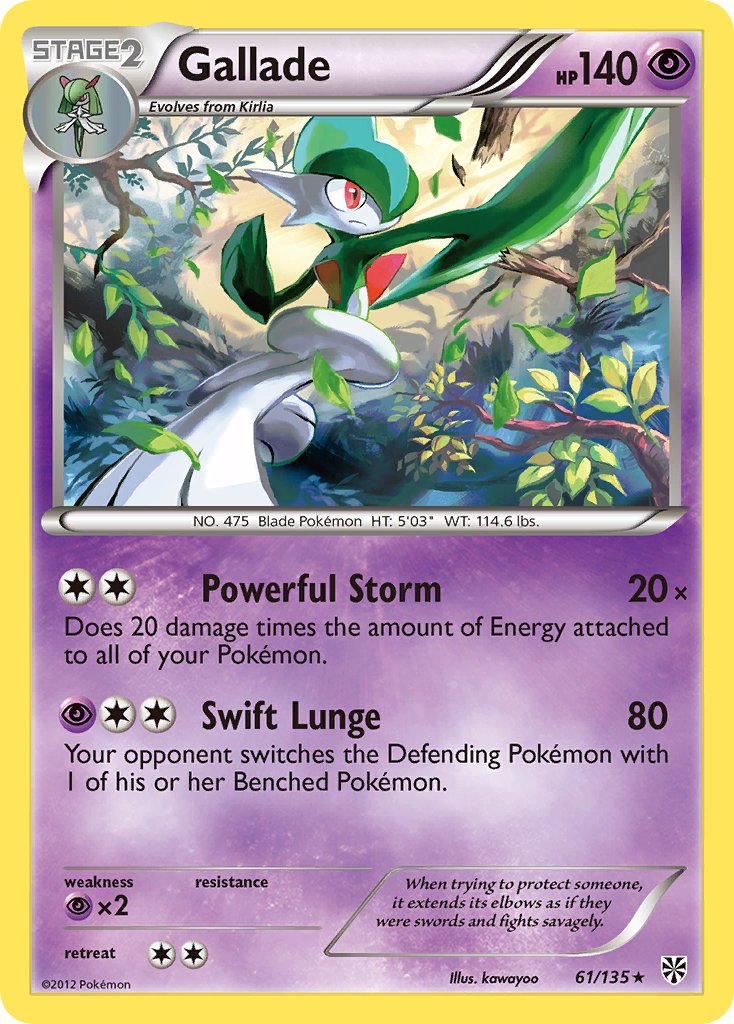 Gallade (61/135) (Cosmos Holo) (Blister Exclusive) [Black & White: Plasma Storm] | Play N Trade Winnipeg