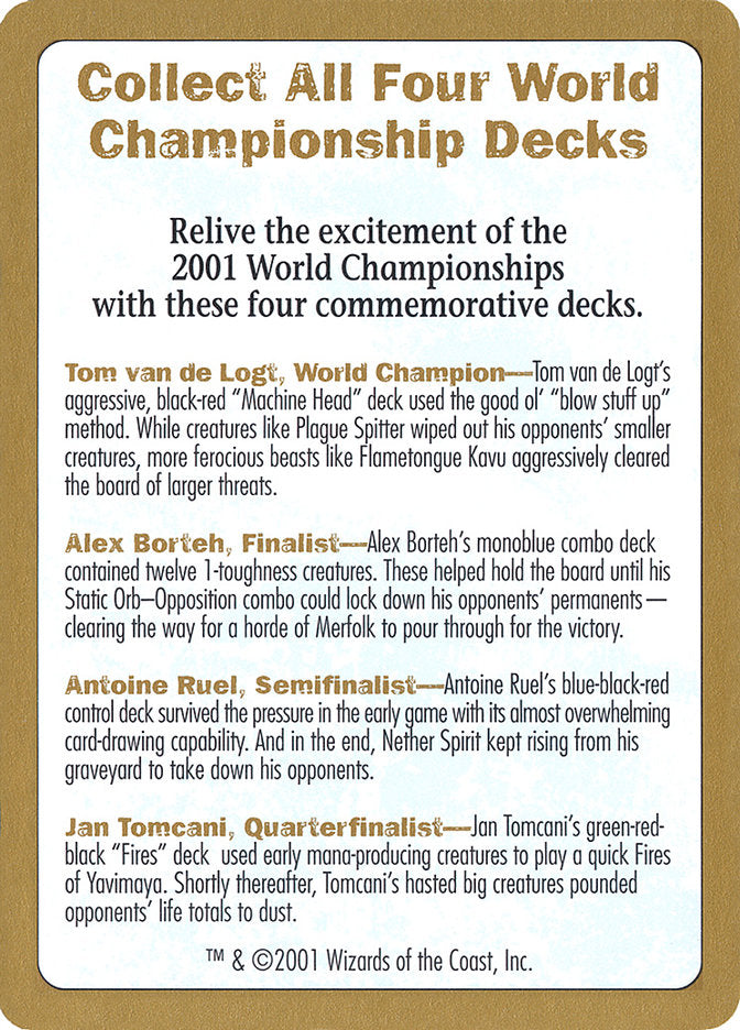 2001 World Championships Ad [World Championship Decks 2001] | Play N Trade Winnipeg